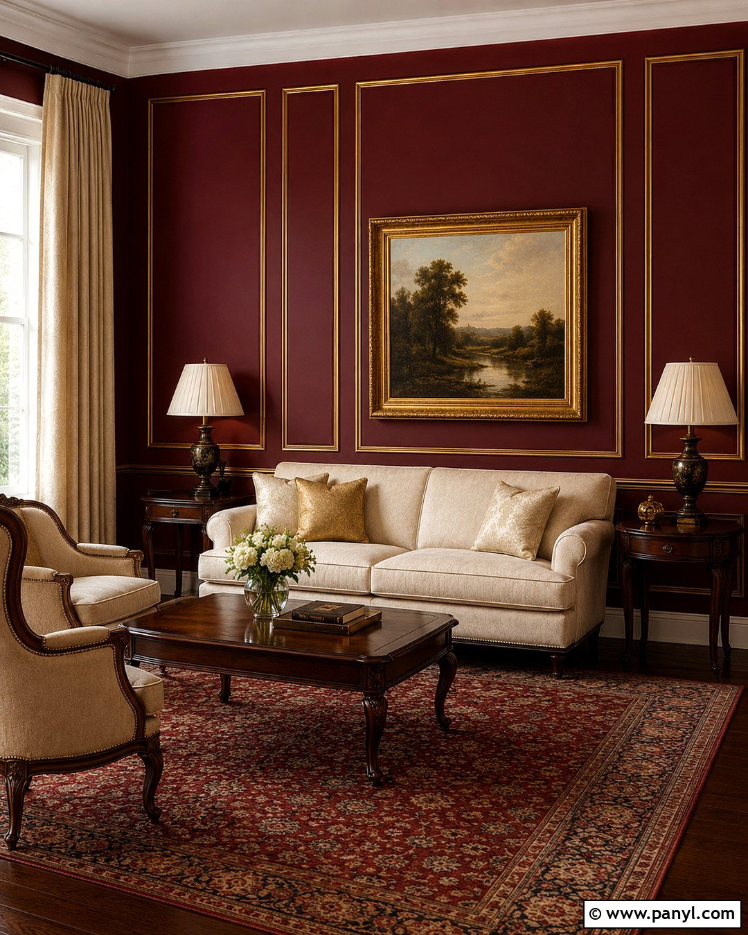 Red Wall With Gold Picture Molding - 20 Red And Gold Wall Ideas