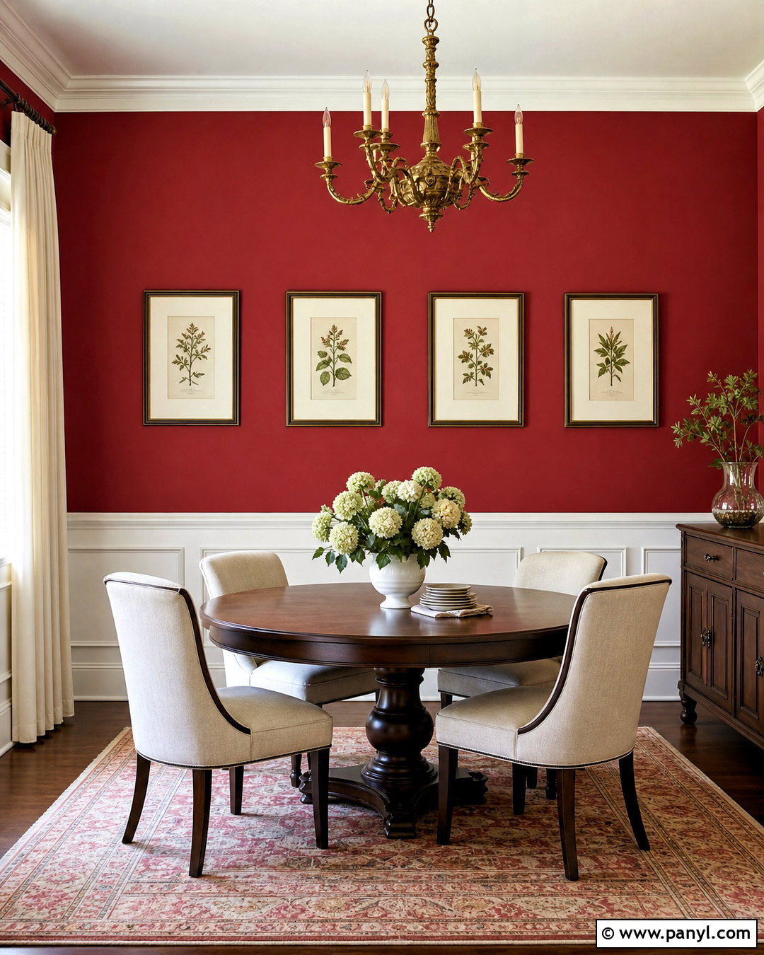 Red Wall With White Wainscoting - 20 red wall design ideas