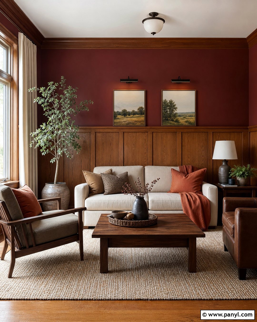 Red Wall With Wood Paneling - 25 Red Wall Interior Ideas