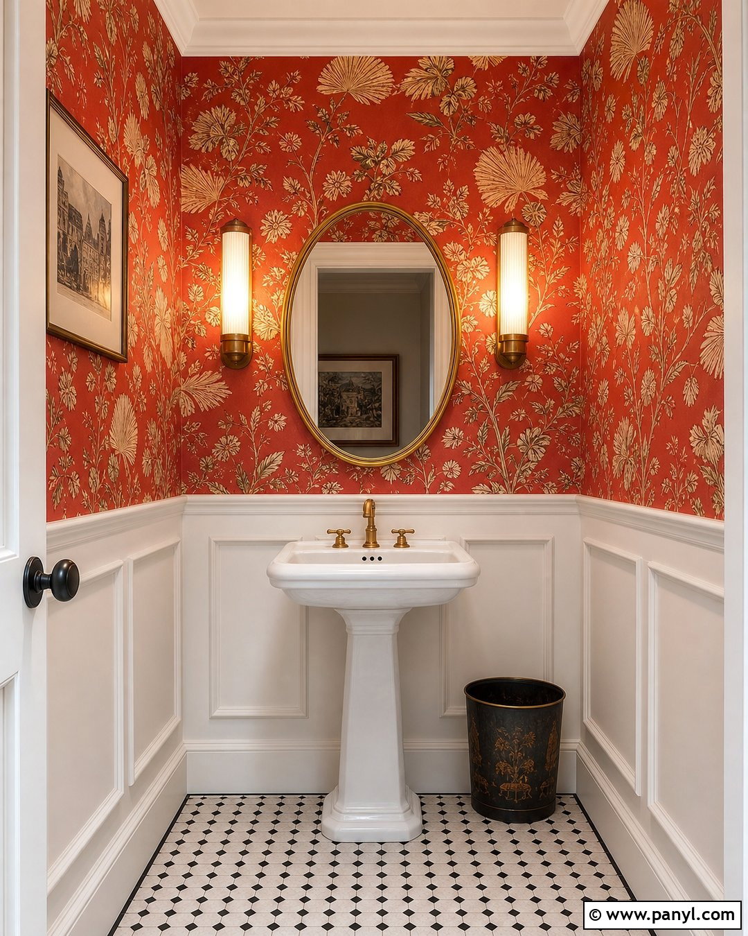 Red Wallpaper Feature Wall Powder Room - 35 red feature wall ideas