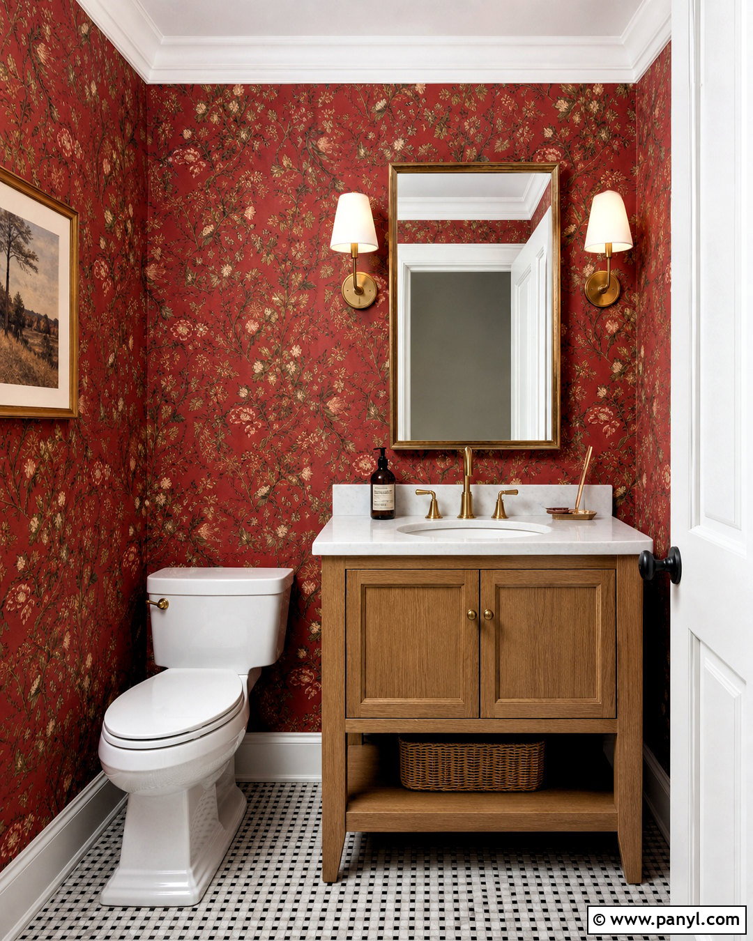 Red Wallpaper Powder Room - 20 red wall design ideas