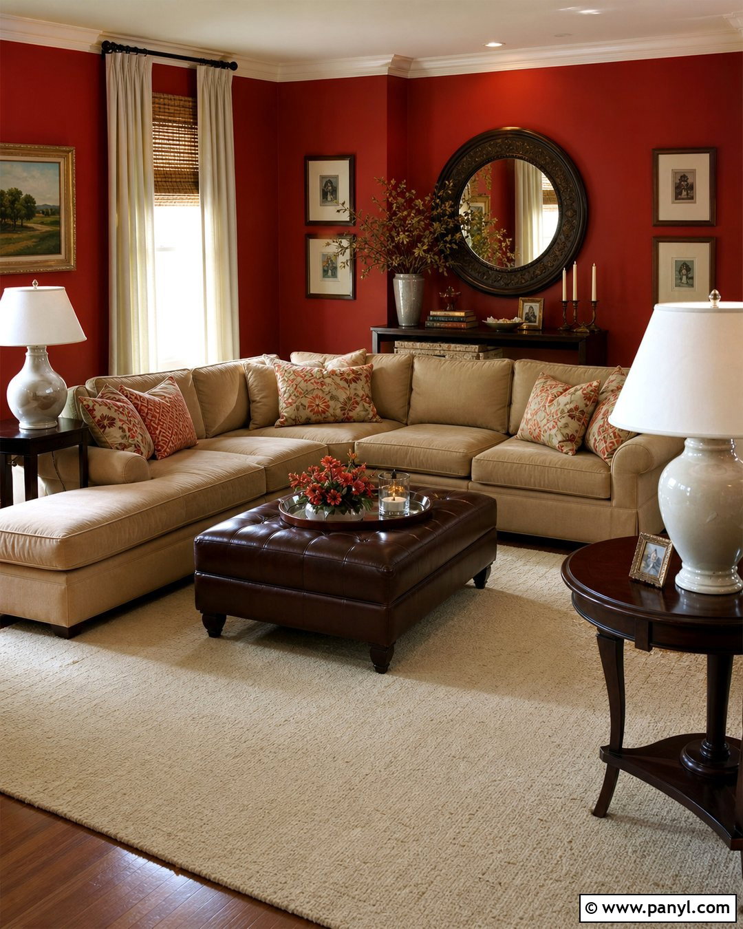 Red Walls With Beige Sofa - 20 Early 2000S Red Walls