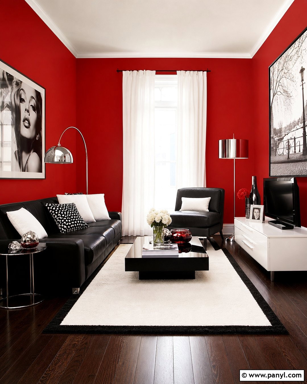 Red Walls With Black And White Decor - 20 Early 2000S Red Walls