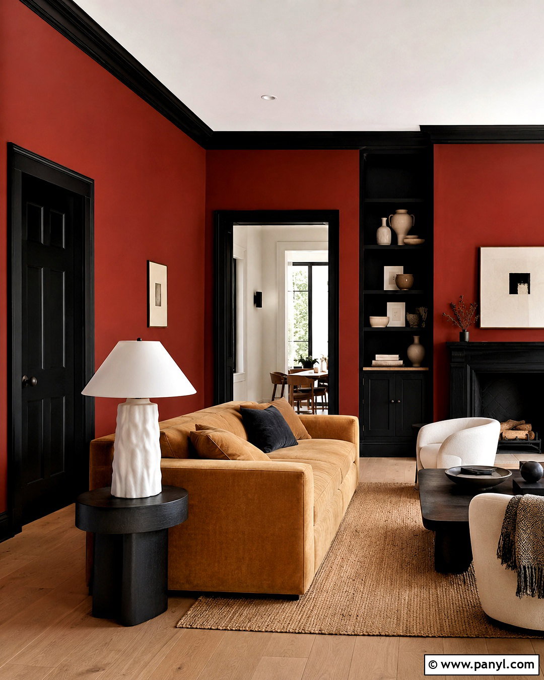 Red Walls With Black Trim - 40 Red Walls