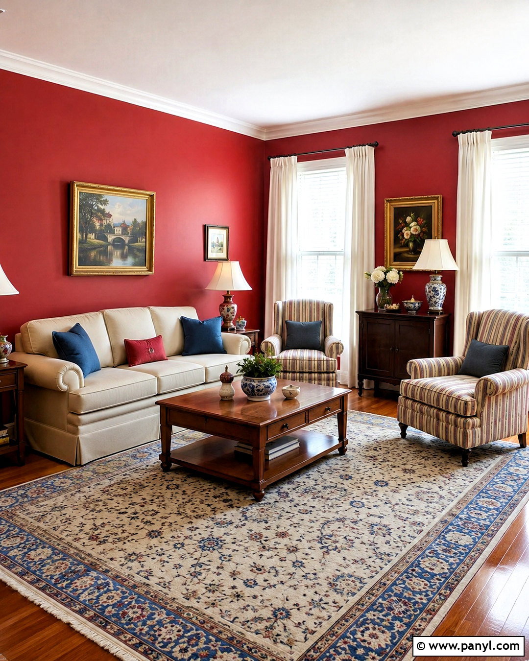 Red Walls With White Trim - 40 Red Walls