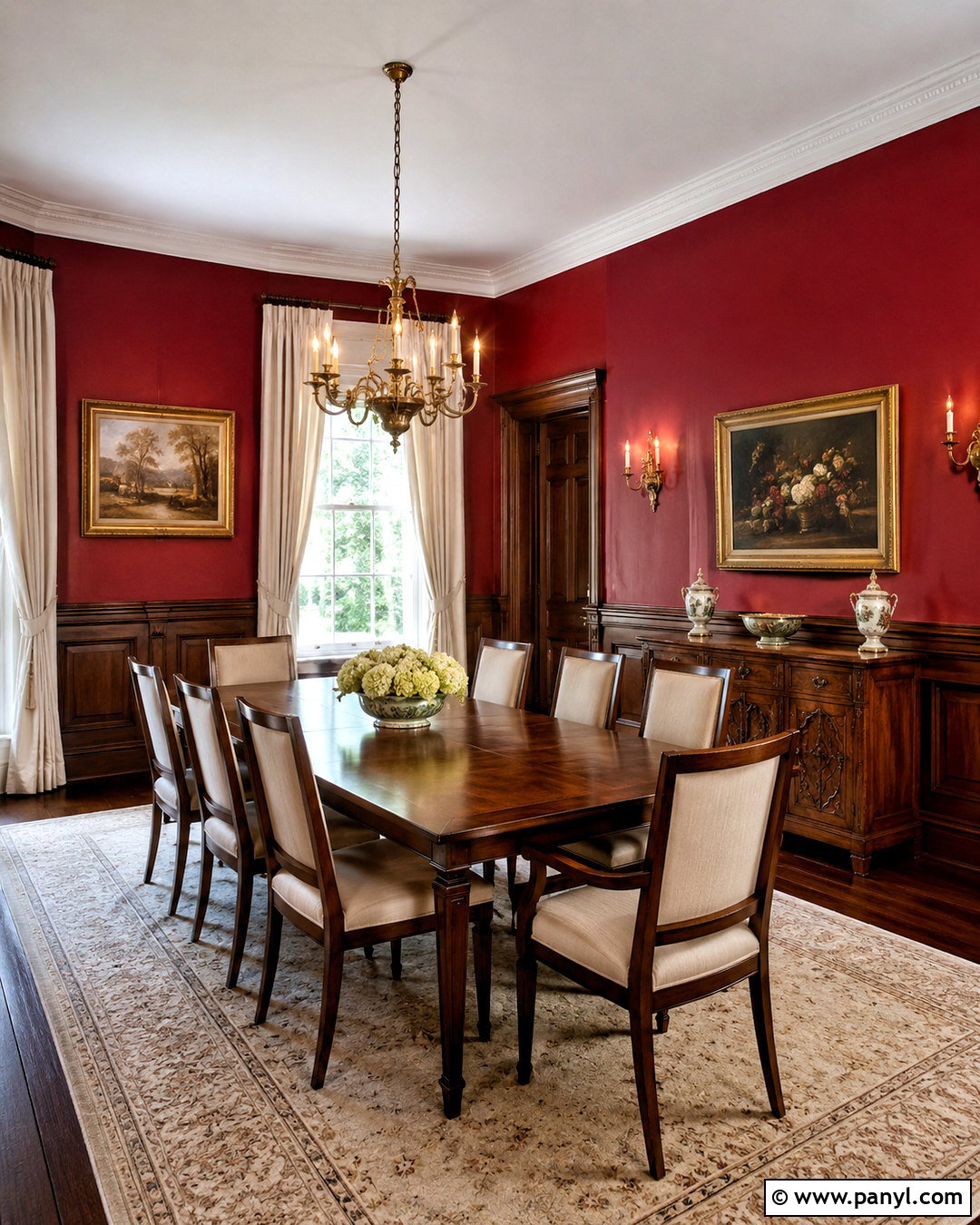 Red Walls With Wood Paneling - 40 Red Walls