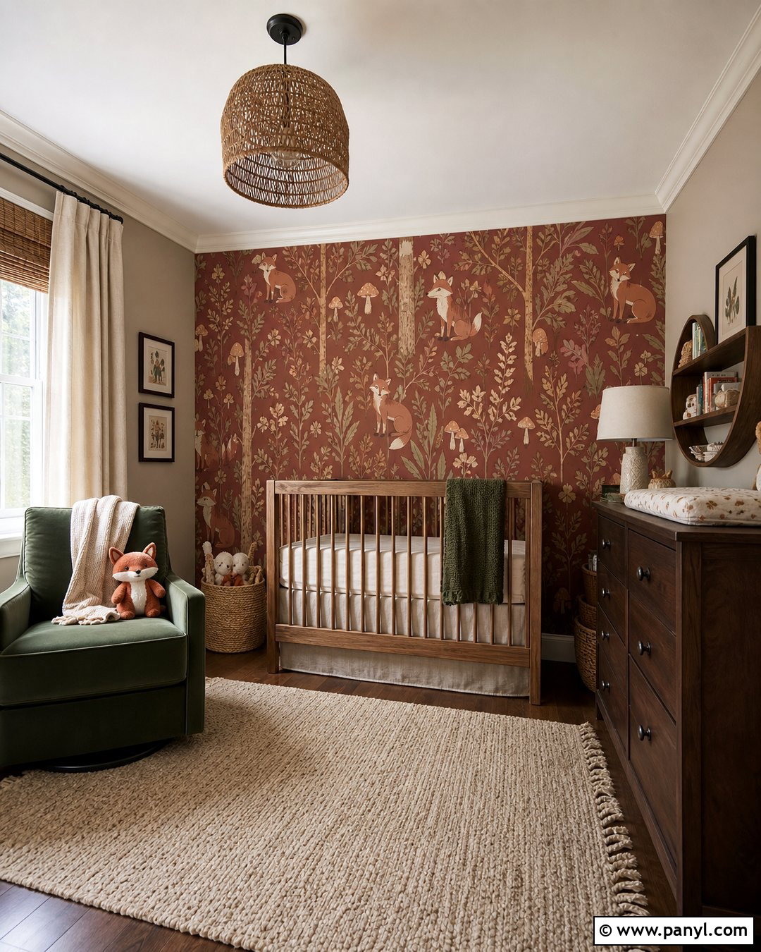 Red Woodland Accent Wall Nursery - 20 Red Accent Wall Nursery Ideas