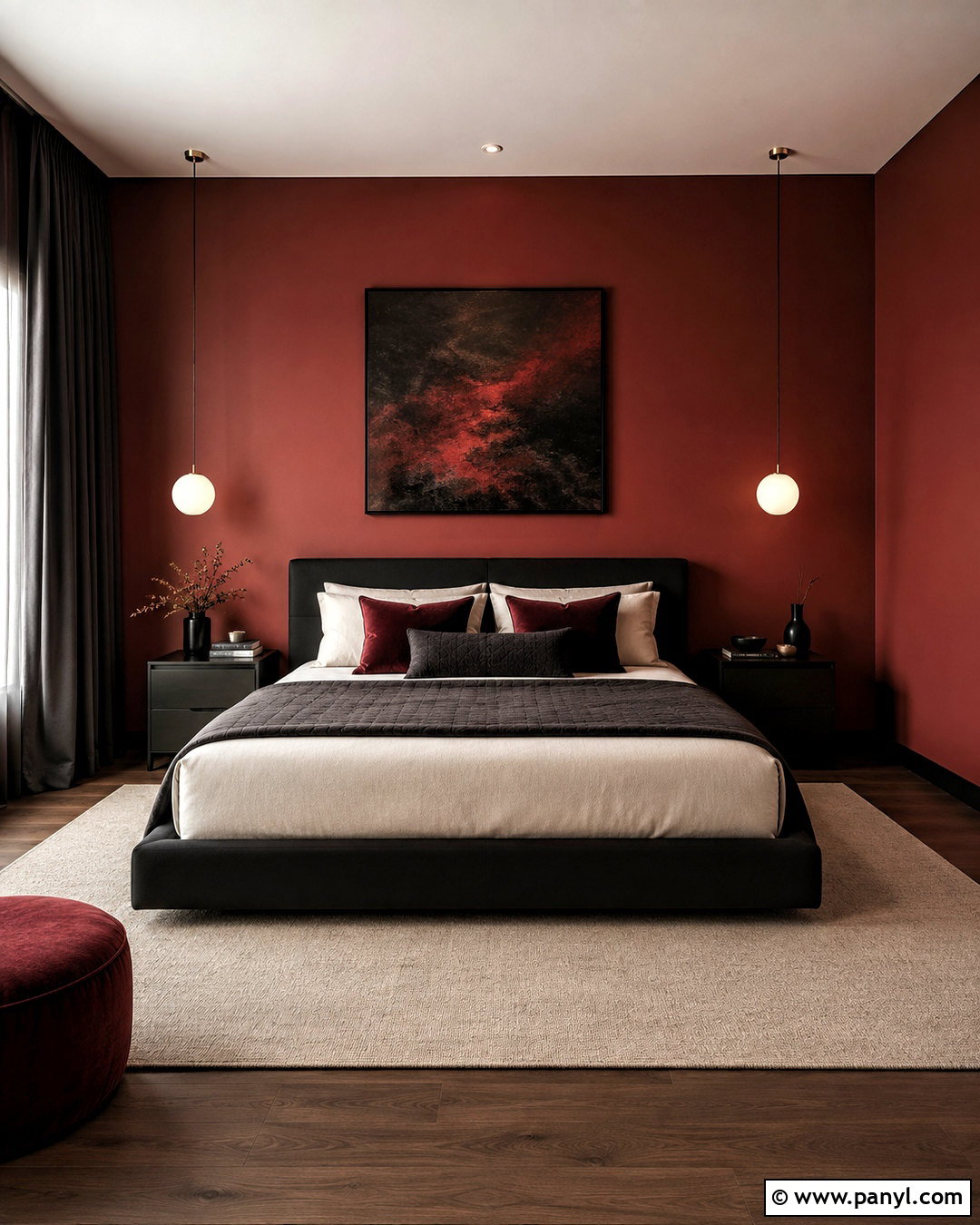 Red and Black Bedroom - 20 moody red bedroom ideas