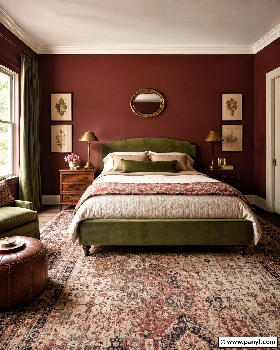 Red and Olive Green Bedroom - 20 moody red bedroom ideas