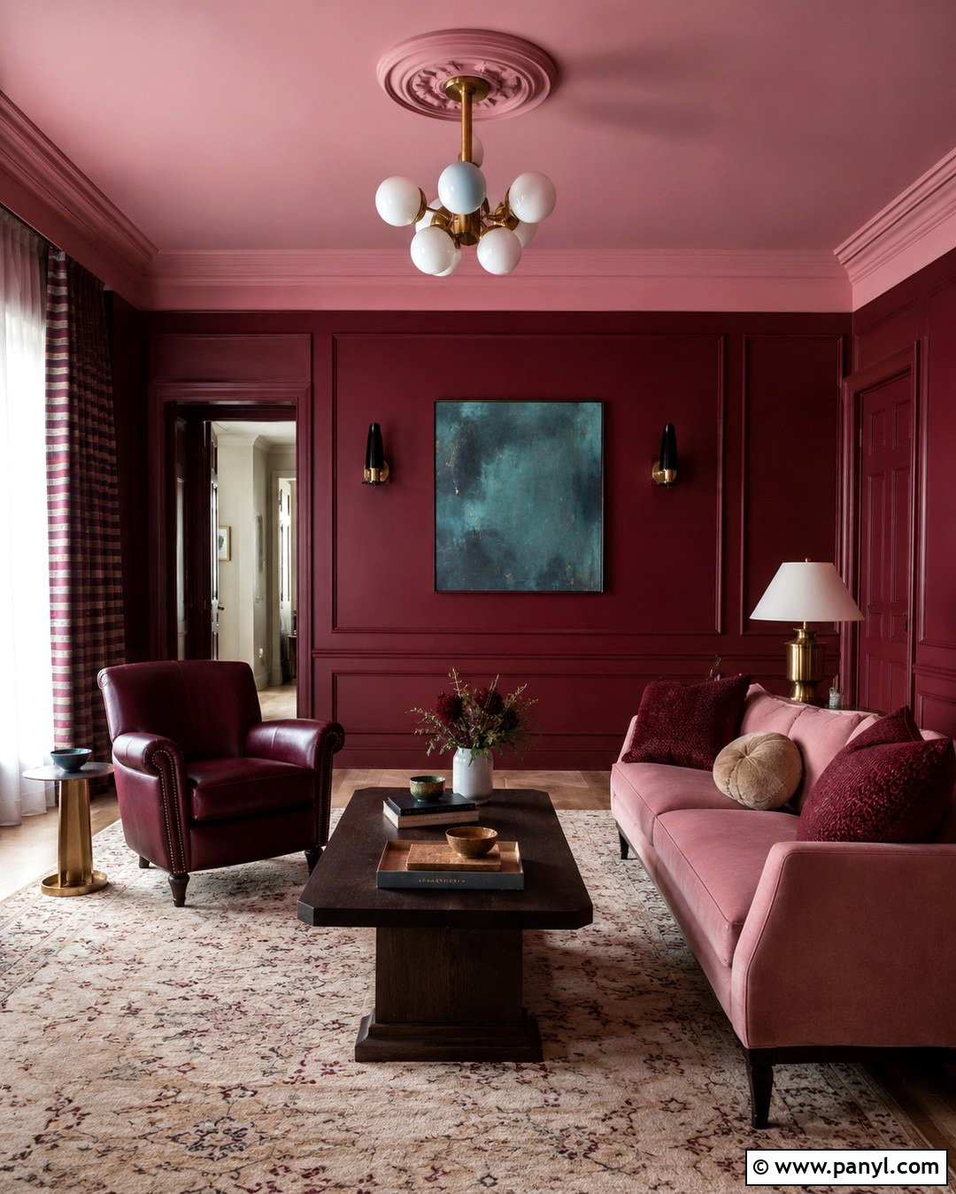 Red and Pink Double-Drenched Walls - 20 Colorful Interior Walls