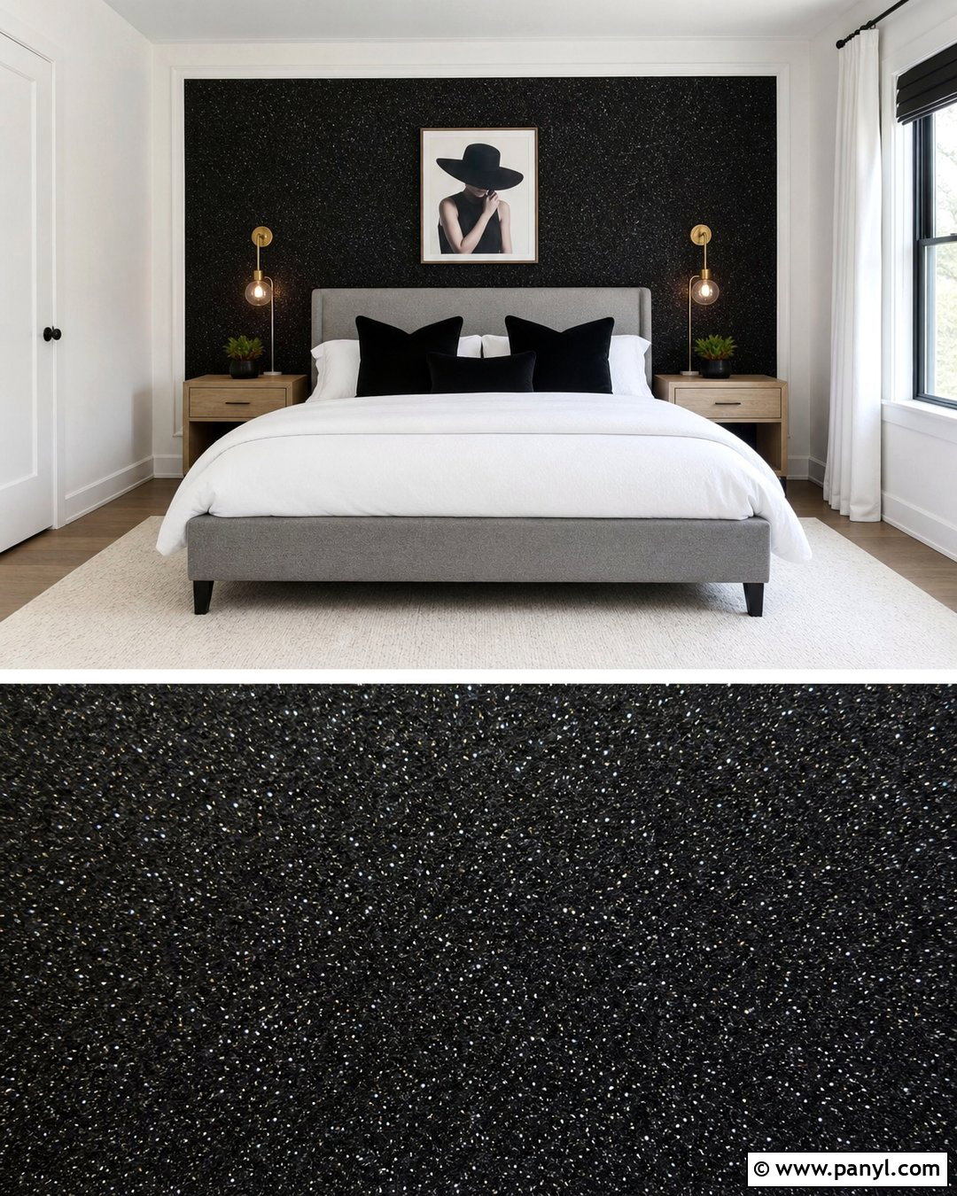 Removable Black Glitter Wall Panels - 30 black glitter wall ideas