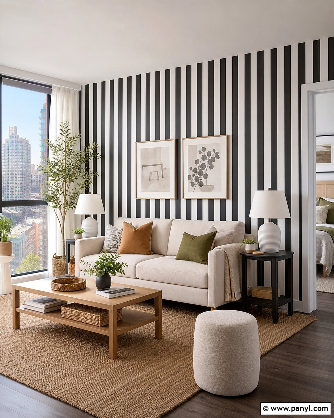 Removable Black Striped Rental Wall - 25 Black Striped Wall Ideas