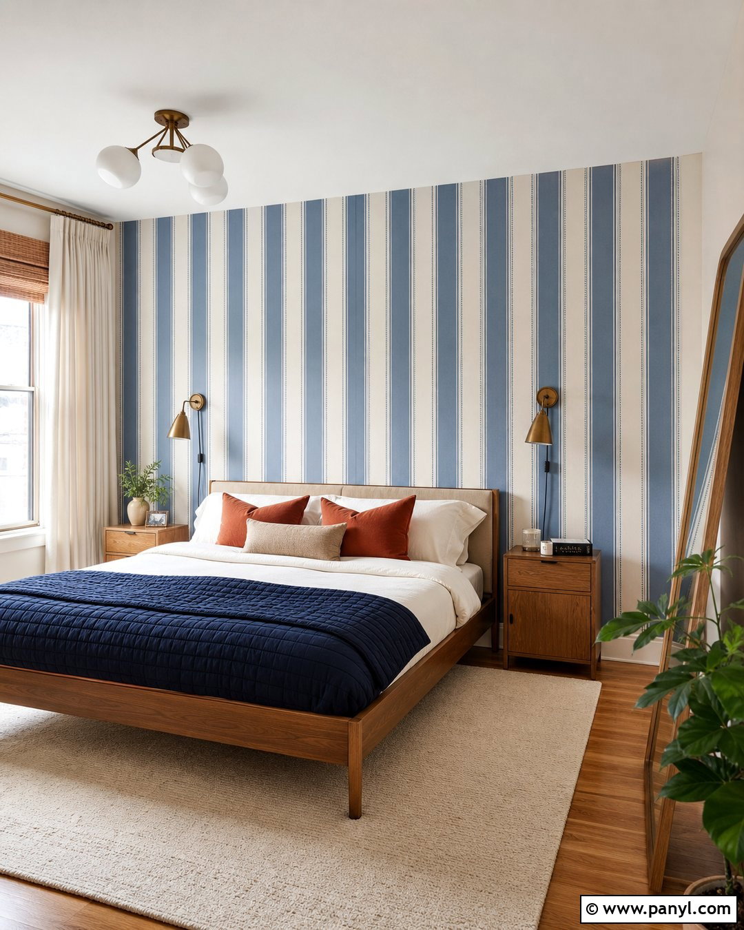 Removable Blue Striped Wallpaper Walls - 35 Blue Striped Walls