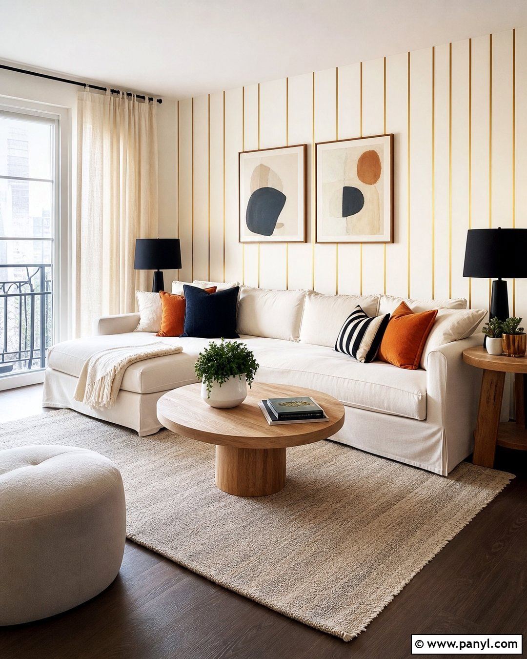 Removable Gold Stripe Rental Wall - 35 gold stripe wall ideas