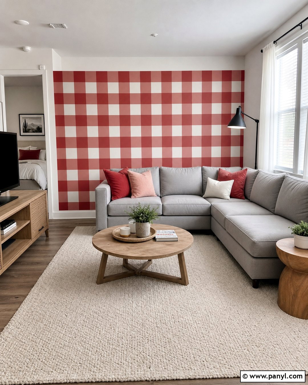 Removable Red And White Checkered Rental Wall - 20 Red And White Checkered Wall Ideas