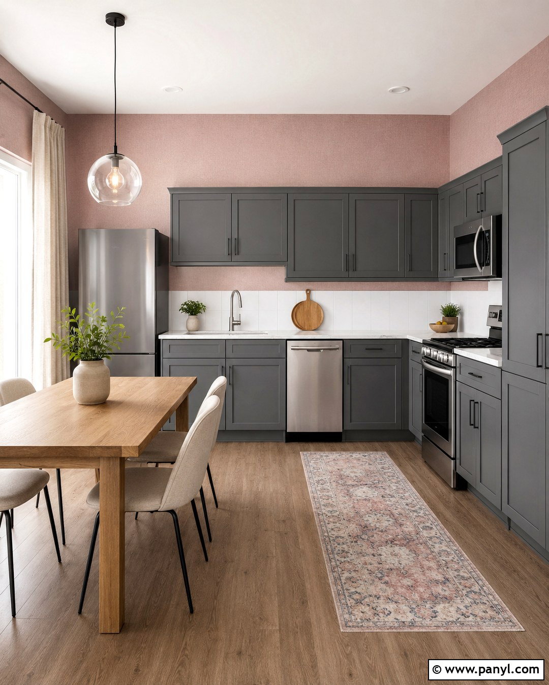 Rental Grey Kitchen With Removable Pink Walls - 20 grey kitchen pink walls