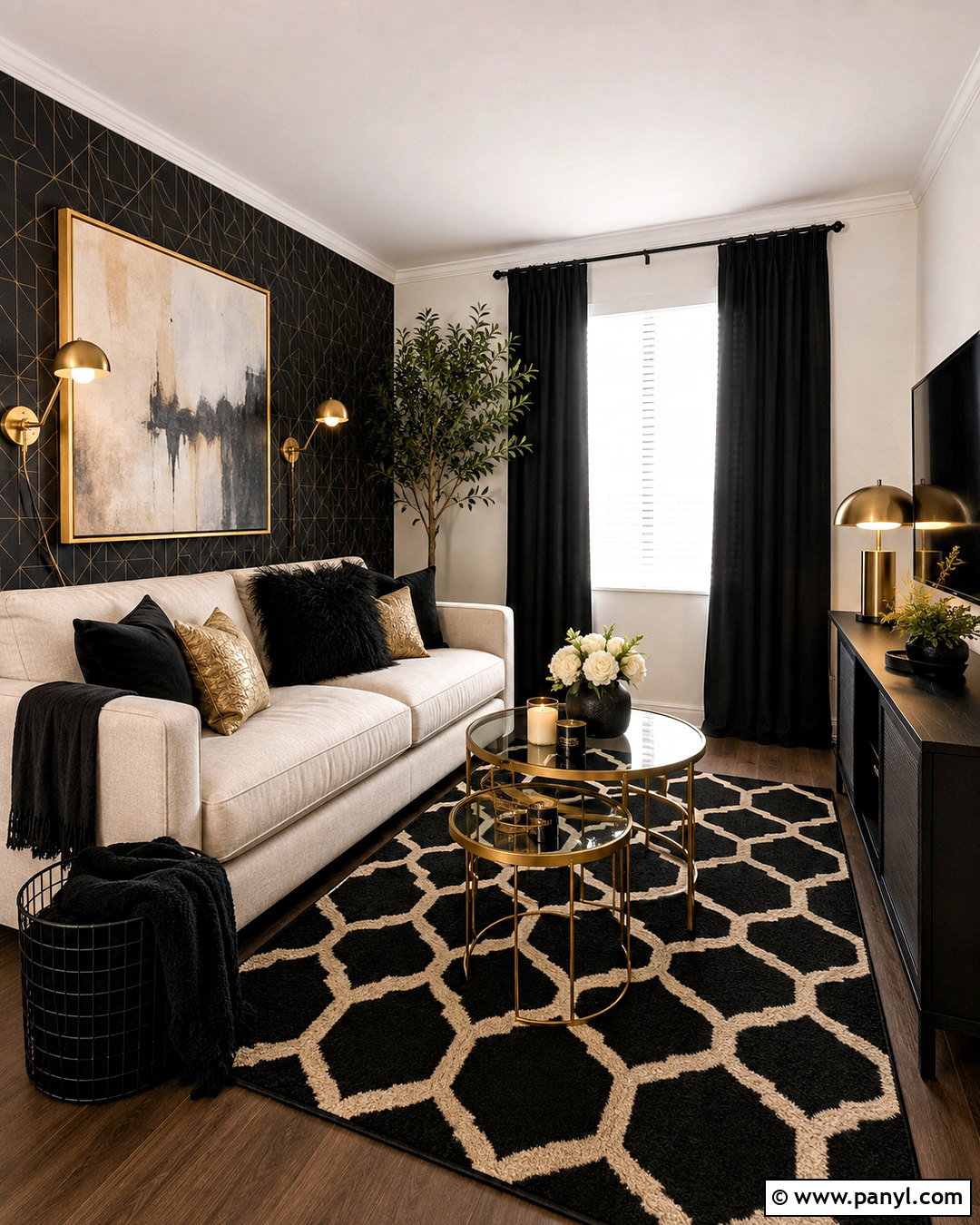 Renter Friendly Black And Gold Interior - 20 black and gold interior design ideas