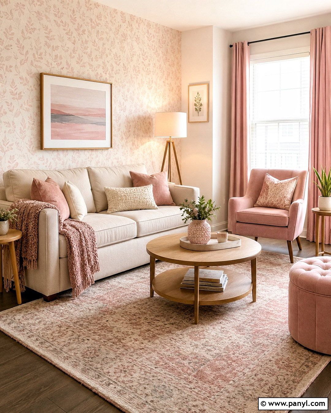 Renter-Friendly Blush Pink Living Room - 20 blush pink living room ideas