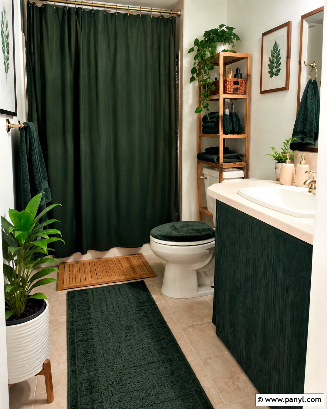 Renter-Friendly Dark Green Bathroom Decor - 20 dark green bathroom decor ideas