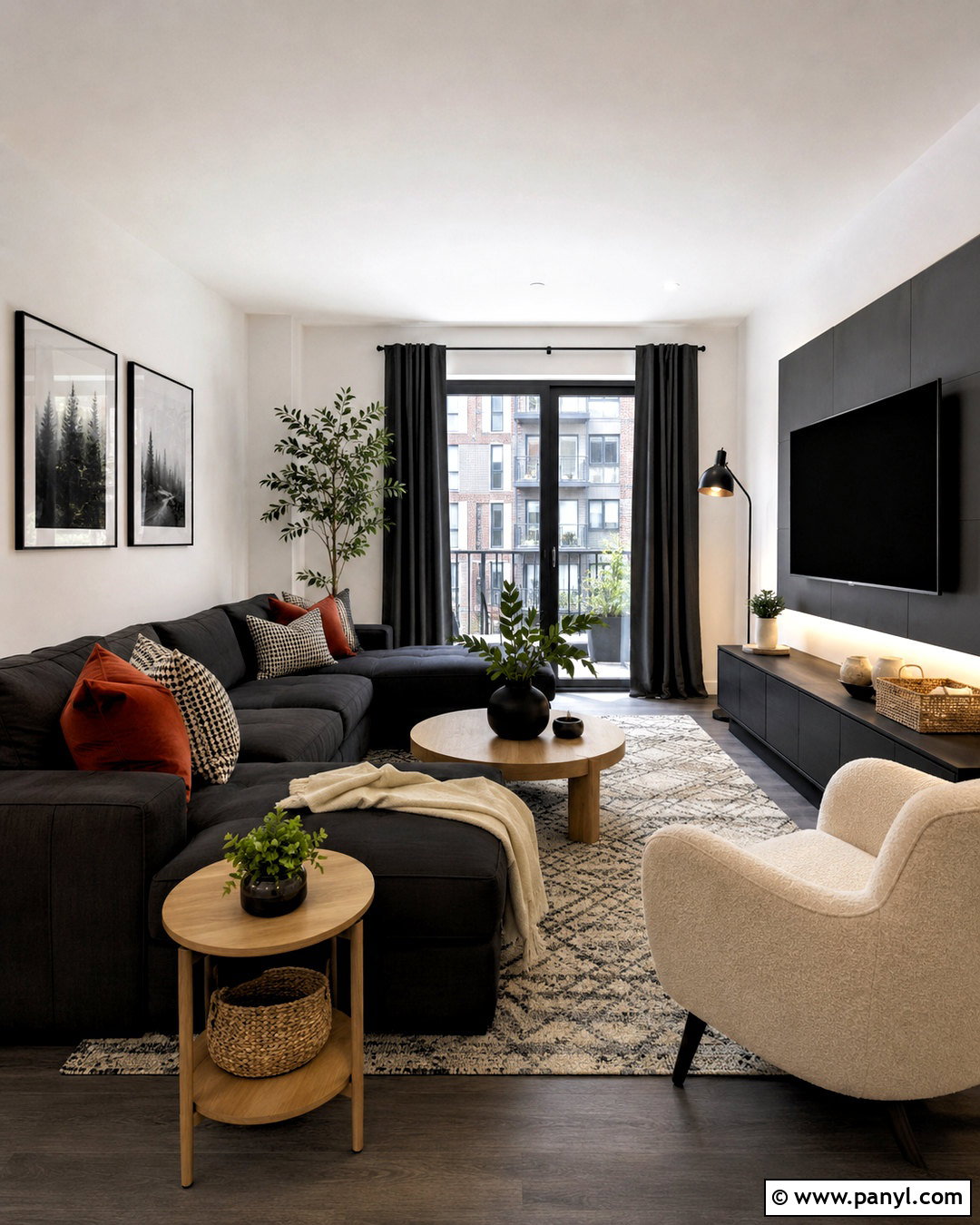 Renter-Friendly Dark Grey Living Room - 20 dark grey living room ideas