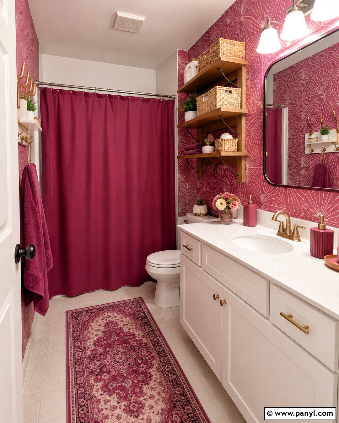 Renter Friendly Dark Pink Bathroom - 20 dark pink bathroom ideas