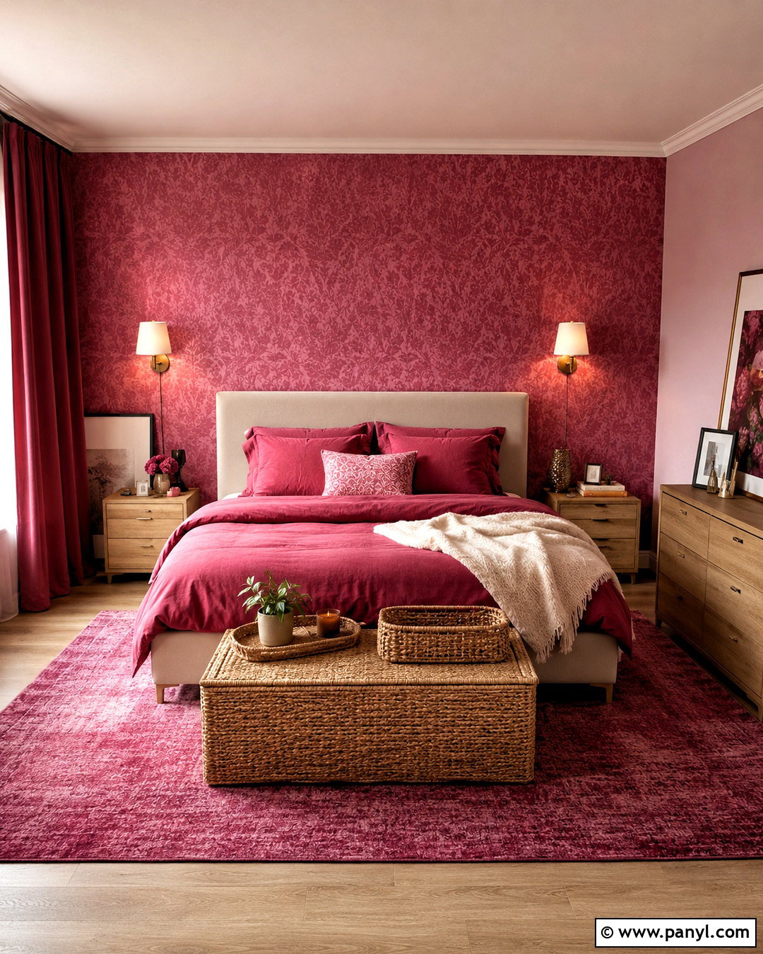 Renter-Friendly Dark Pink Bedroom - 20 dark pink bedroom ideas