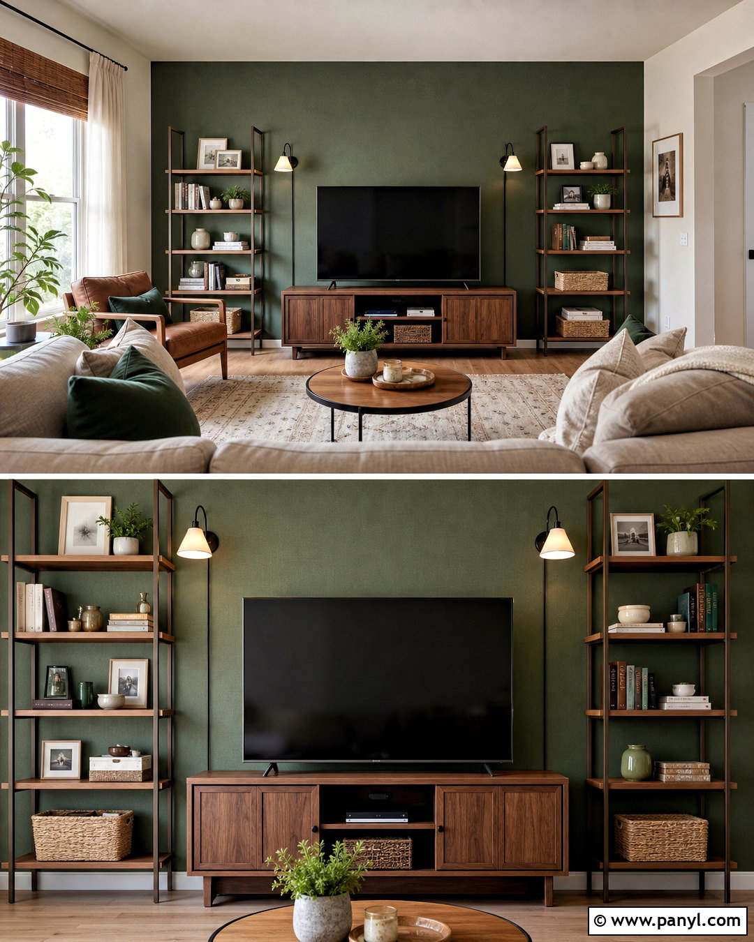 Renter-Friendly Green TV Wall - 20 green tv wall ideas