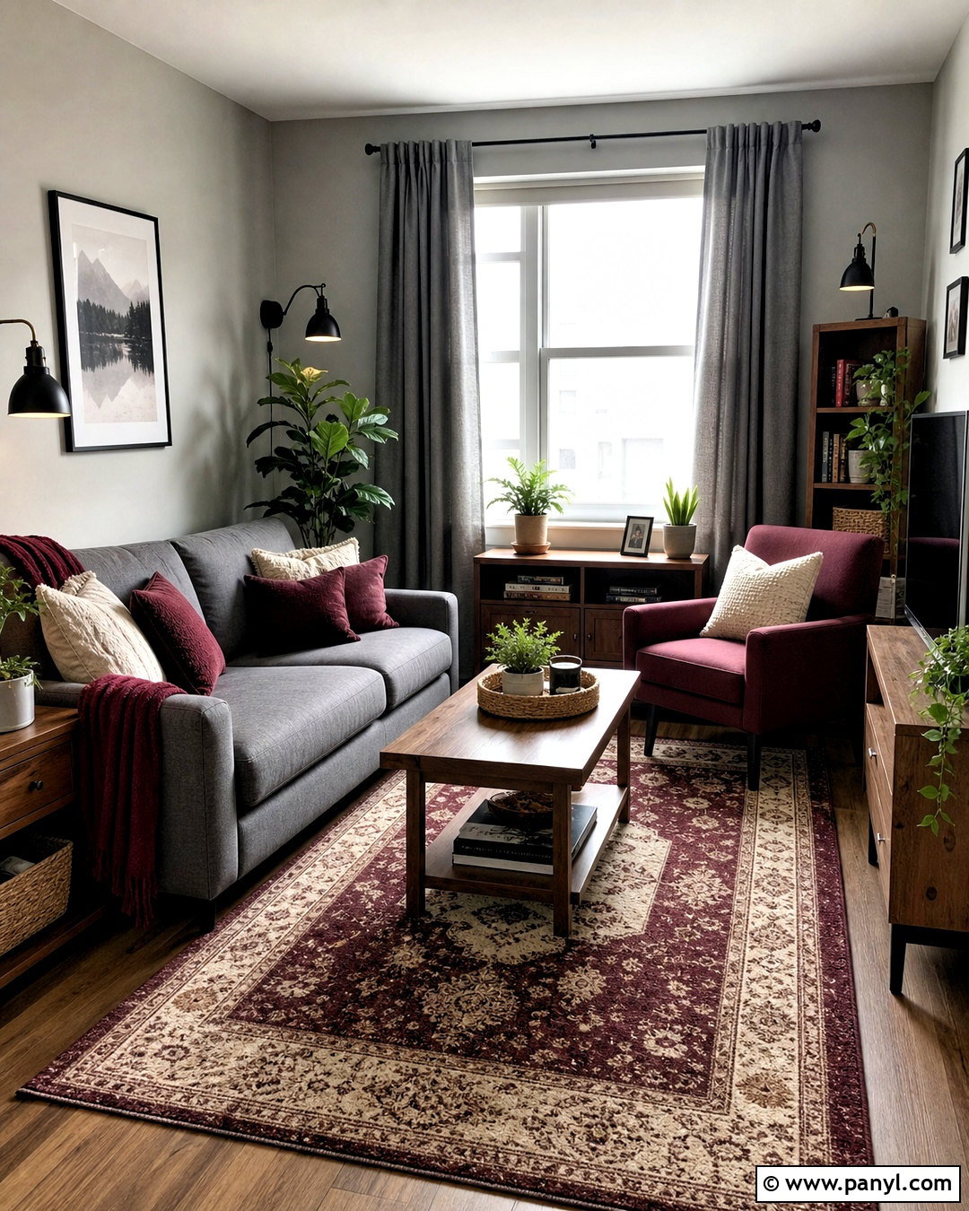 Renter Friendly Grey And Maroon Living Room - 20 grey and maroon living room ideas