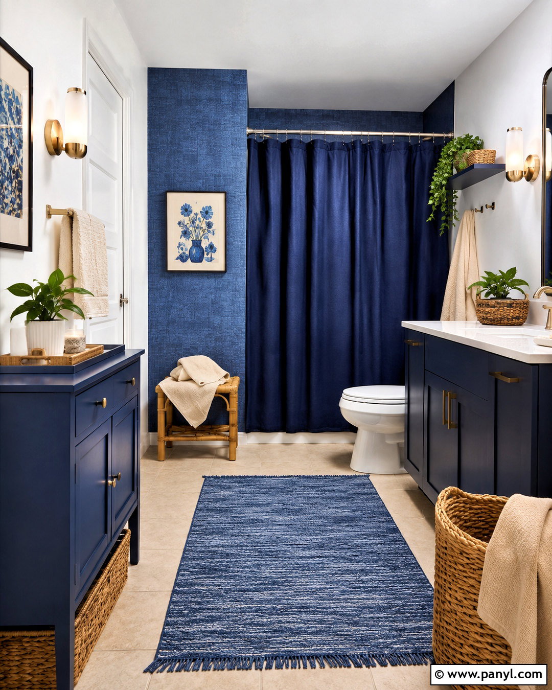 Renter-Friendly Midnight Blue Bathroom - 20 midnight blue bathroom ideas