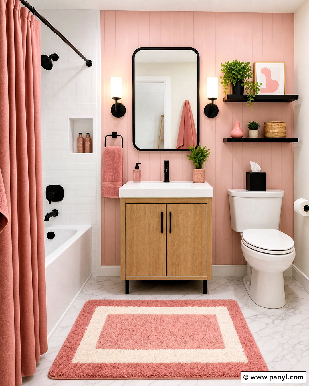 Renter-Friendly Pink Bathroom - 20 modern pink bathroom ideas