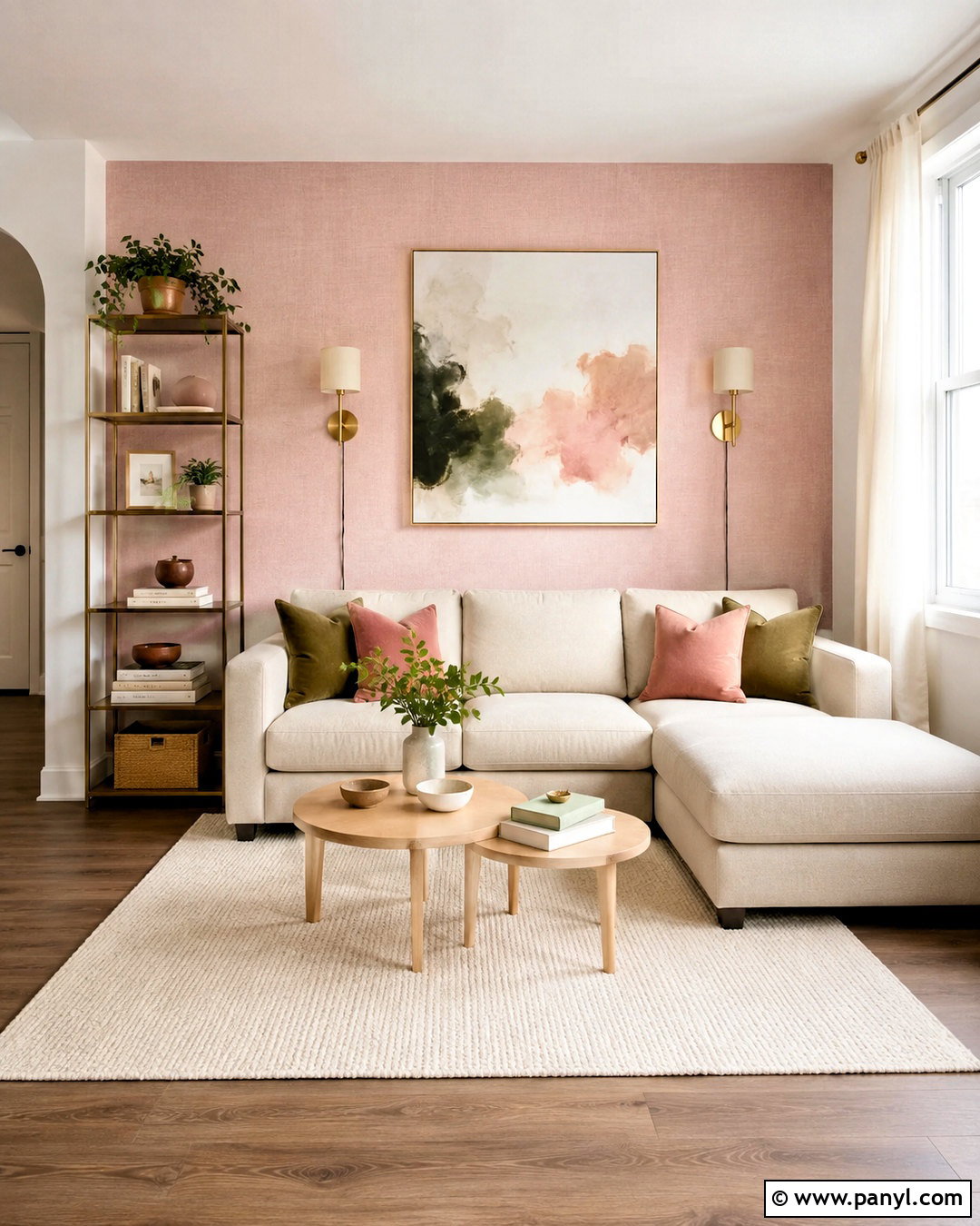 Renter Friendly Pink Living Room Wall - 20 pink wall living room ideas