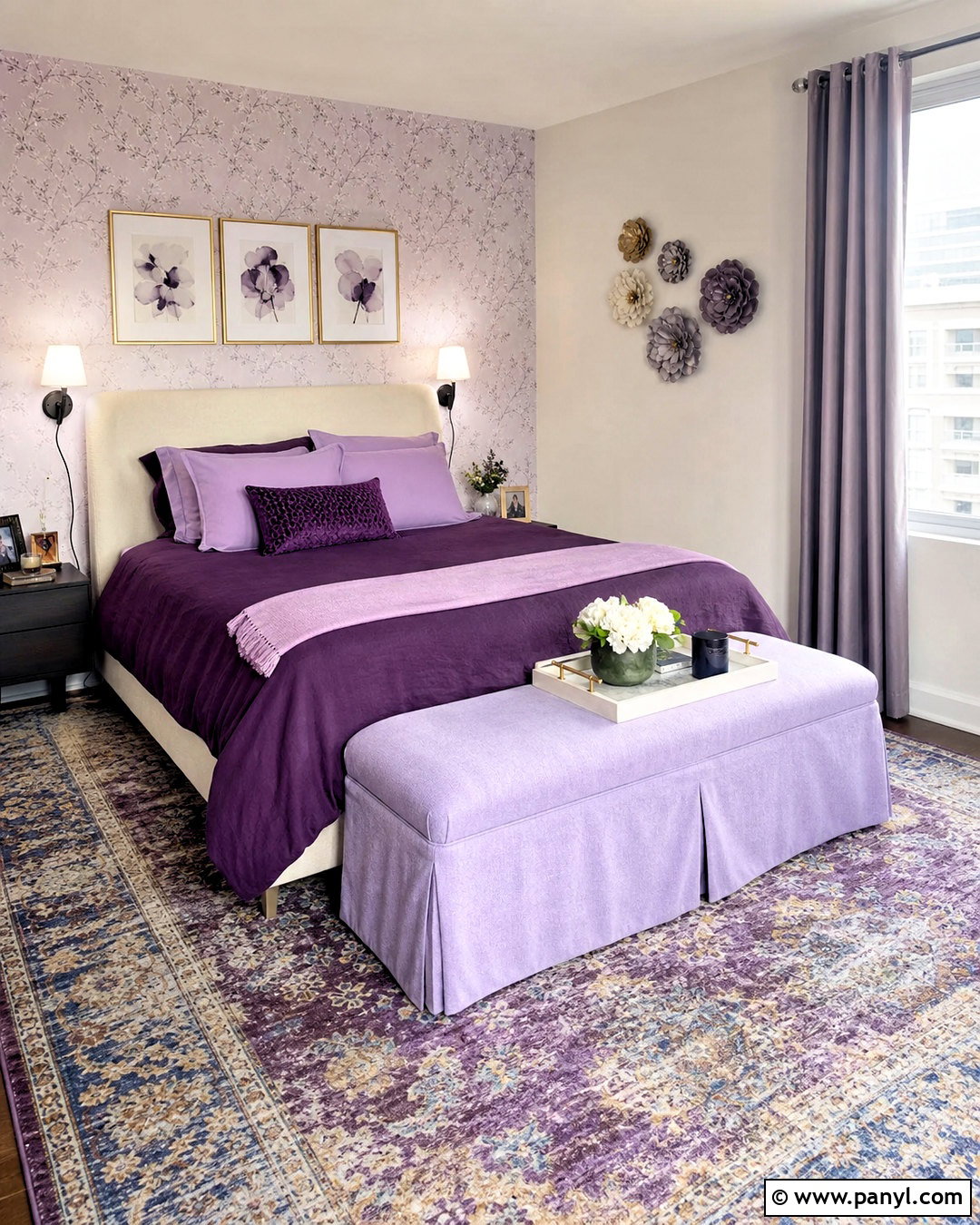 Renter-Friendly Purple Bedroom - 20 purple bedroom aesthetic ideas