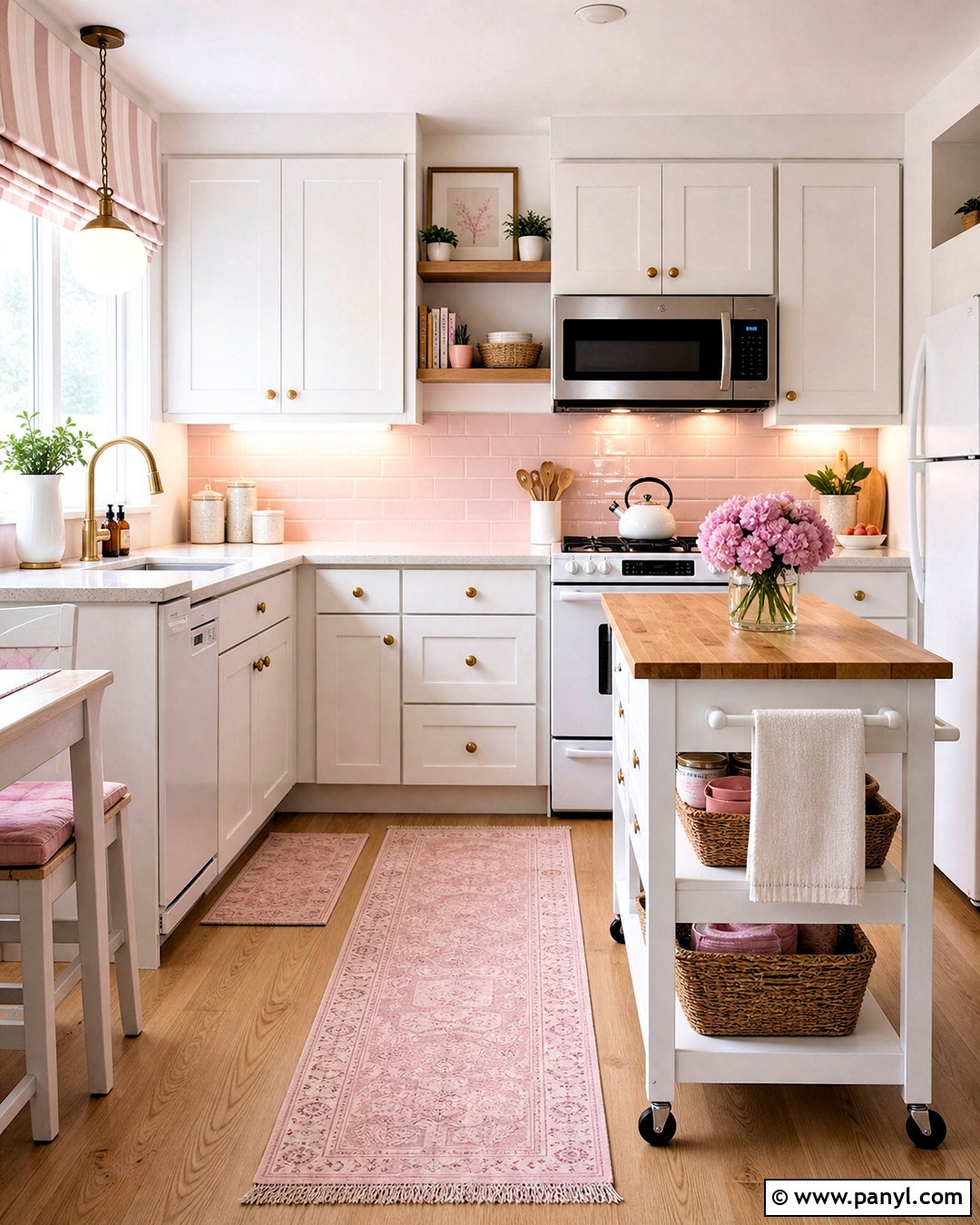 Renter-Friendly White And Pink Kitchen - 20 white and pink kitchen ideas