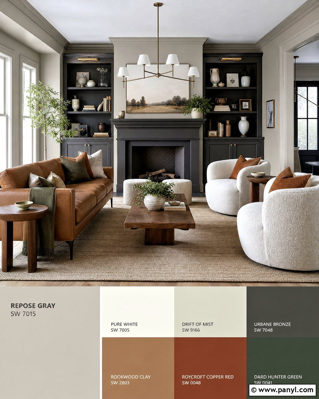 Repose Gray And Urbane Bronze Living Room - 20 repose grey coordinating colors