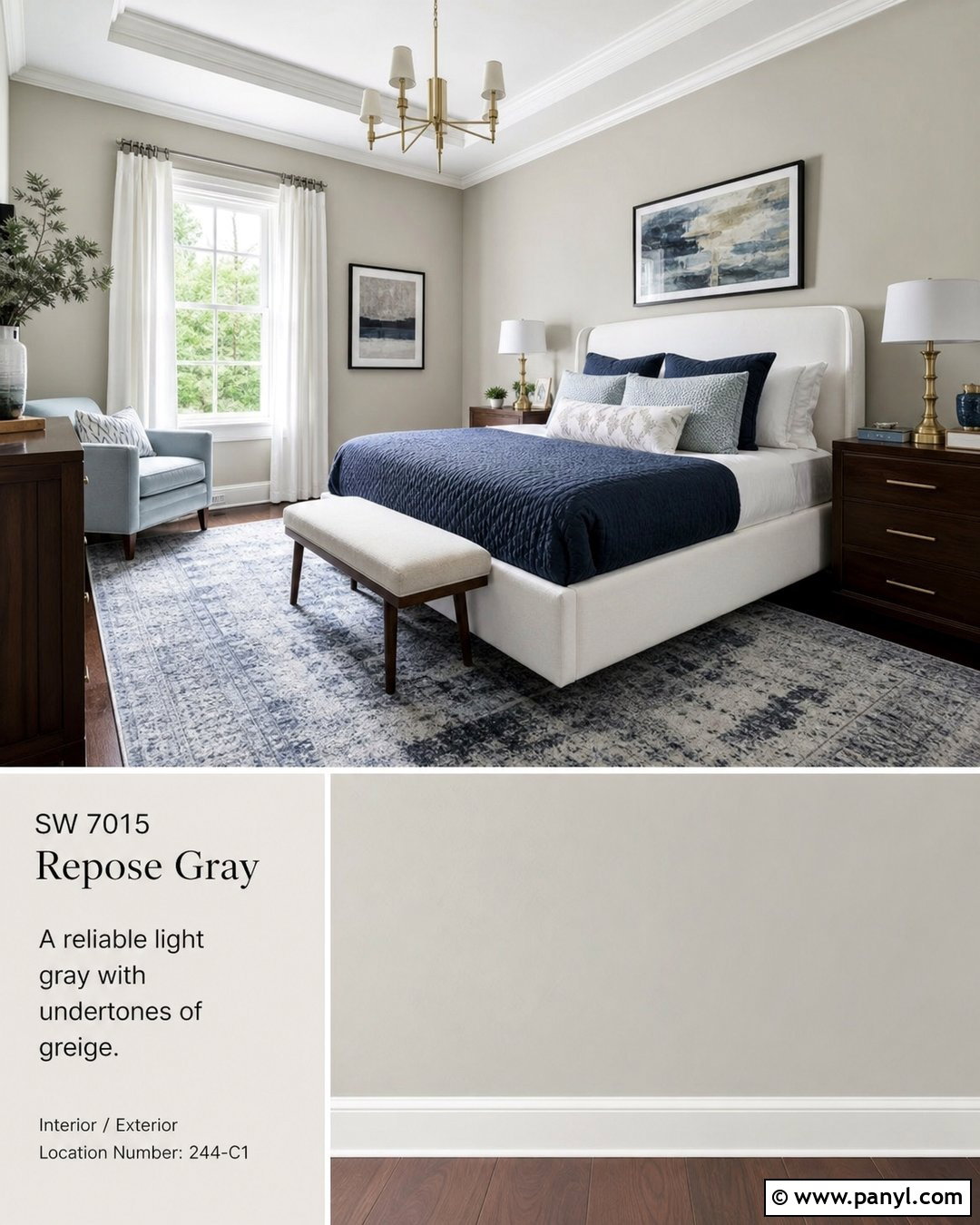 Repose Gray Bedroom With Blue Accents - 30 sw repose gray ideas