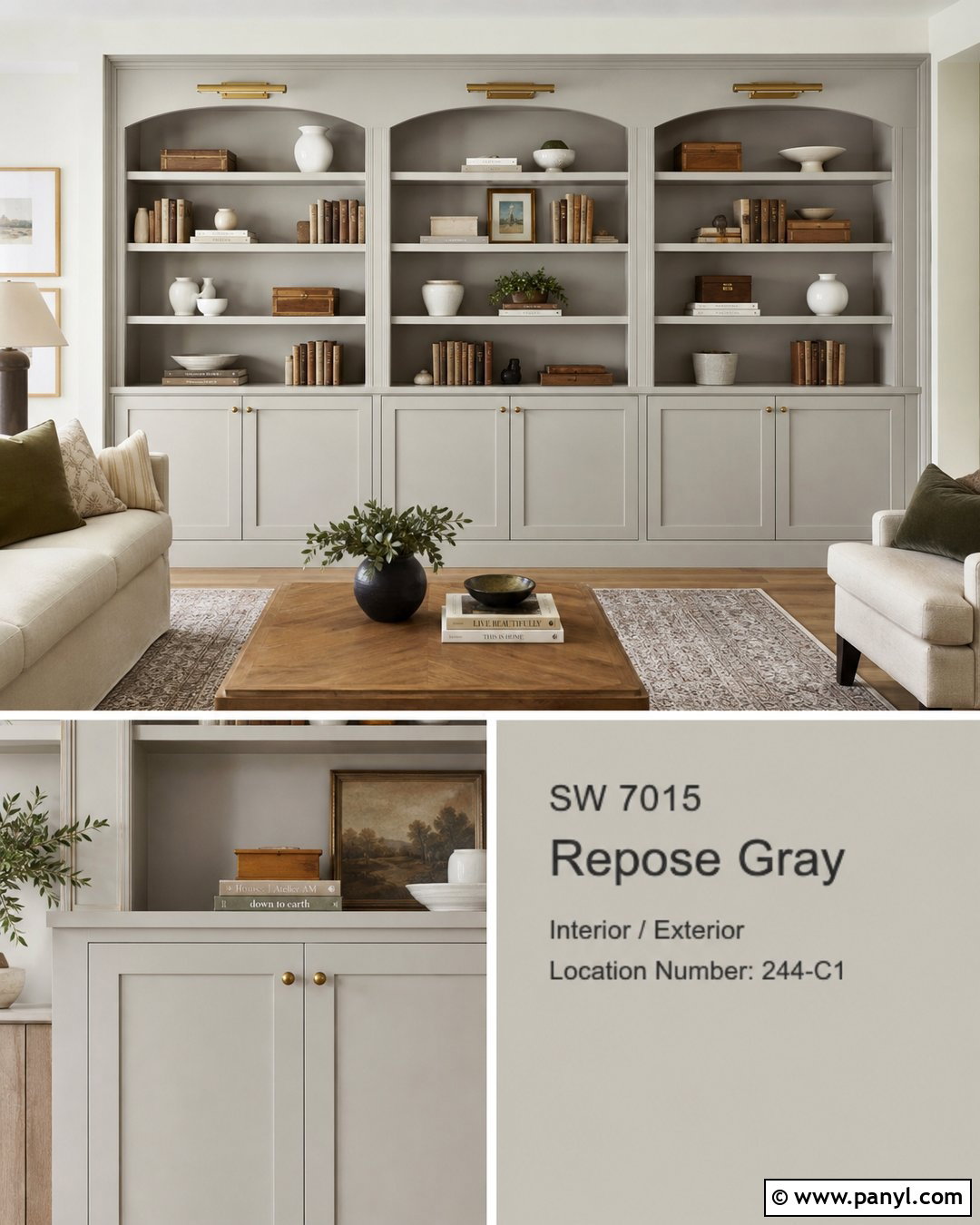 Repose Gray Built-In Cabinets - 30 sw repose gray ideas