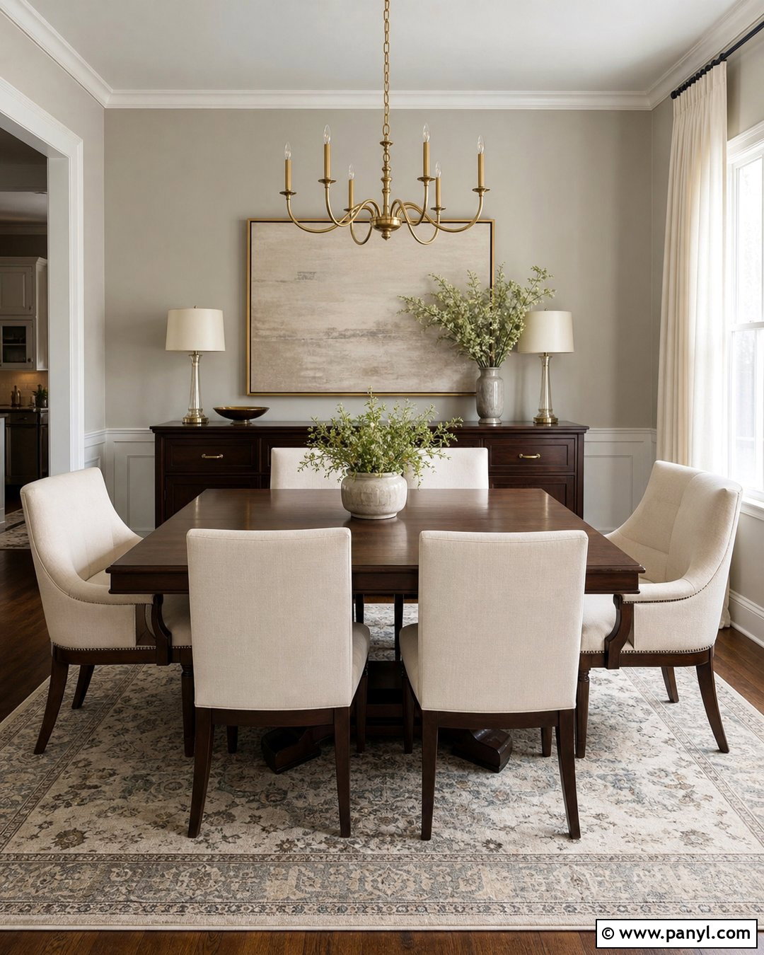 Repose Gray Dining Room With Dark Wood - 30 sw repose gray ideas
