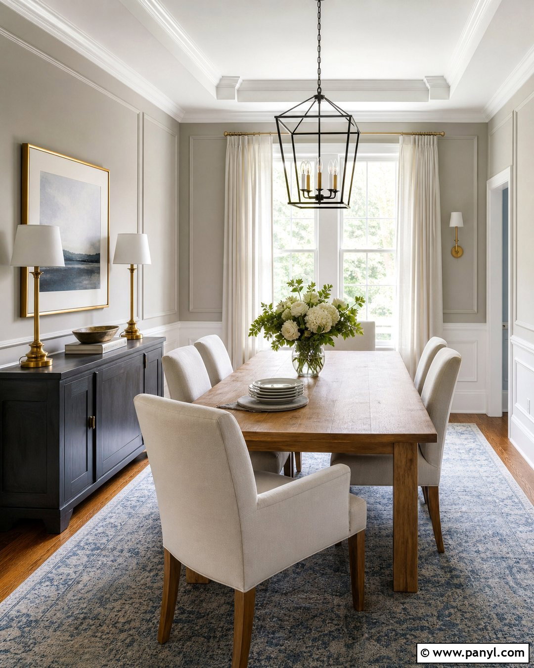 Repose Gray Dining Room With White Wainscoting - 20 repose gray with white trim ideas