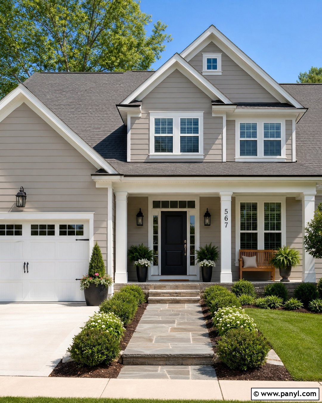 Repose Gray Exterior With Black Front Door - 30 sw repose gray ideas