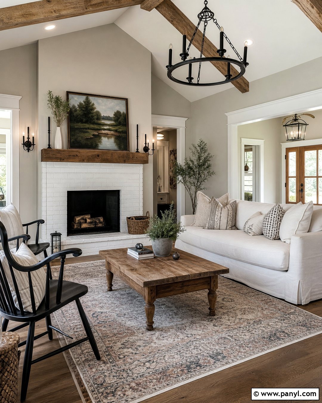 Repose Gray Farmhouse Living Room With White Trim - 20 repose gray with white trim ideas
