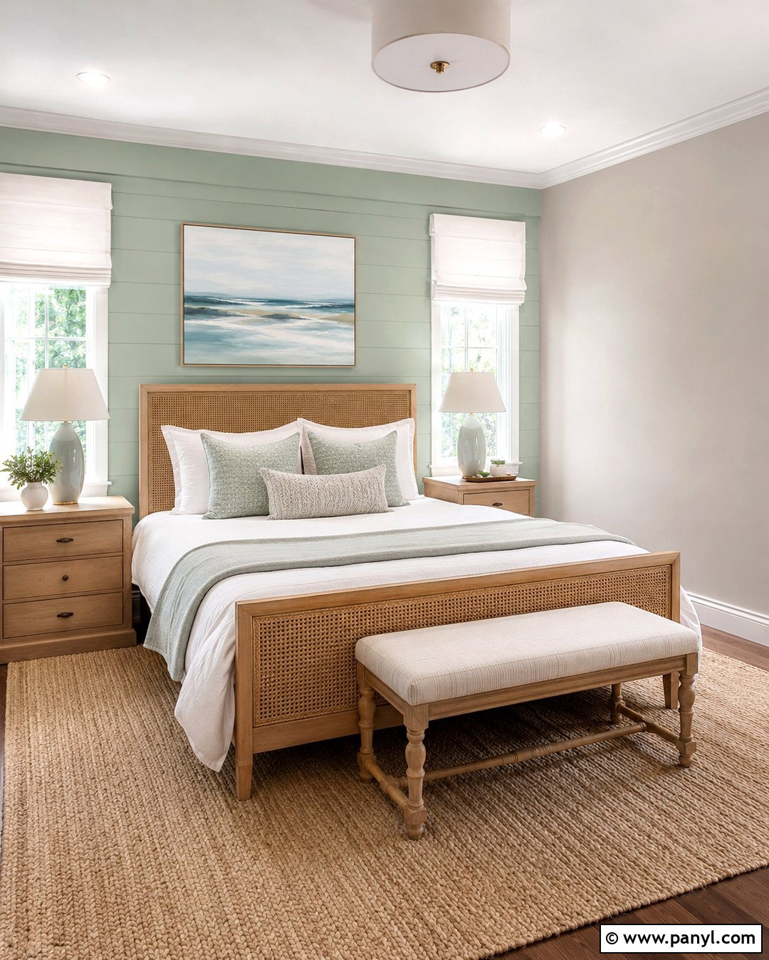 Repose Gray Guest Room With Seafoam Green Wall - 20 Repose Gray With Green Accent Wall Ideas