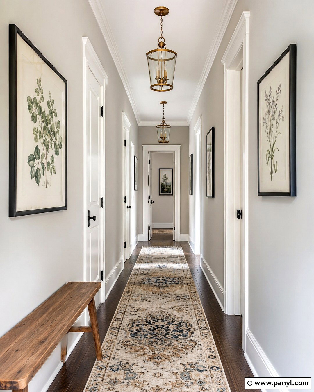 Repose Gray Hallway With White Trim - 20 Repose Grey Walls
