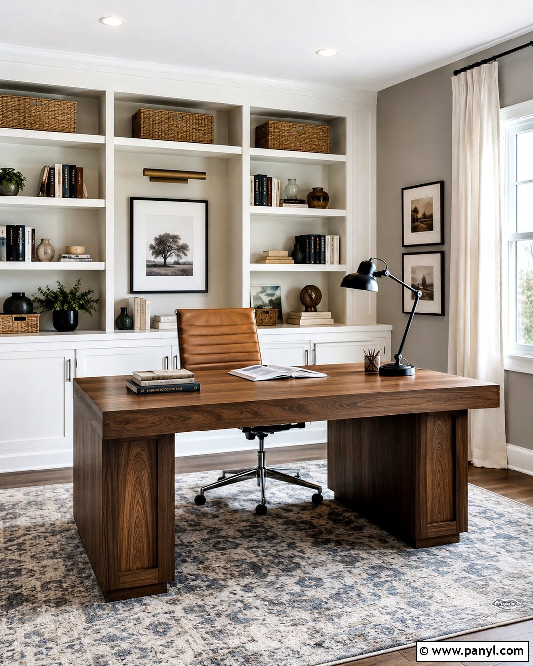 Repose Gray Home Office With Built-In Storage - 20 Repose Grey Walls