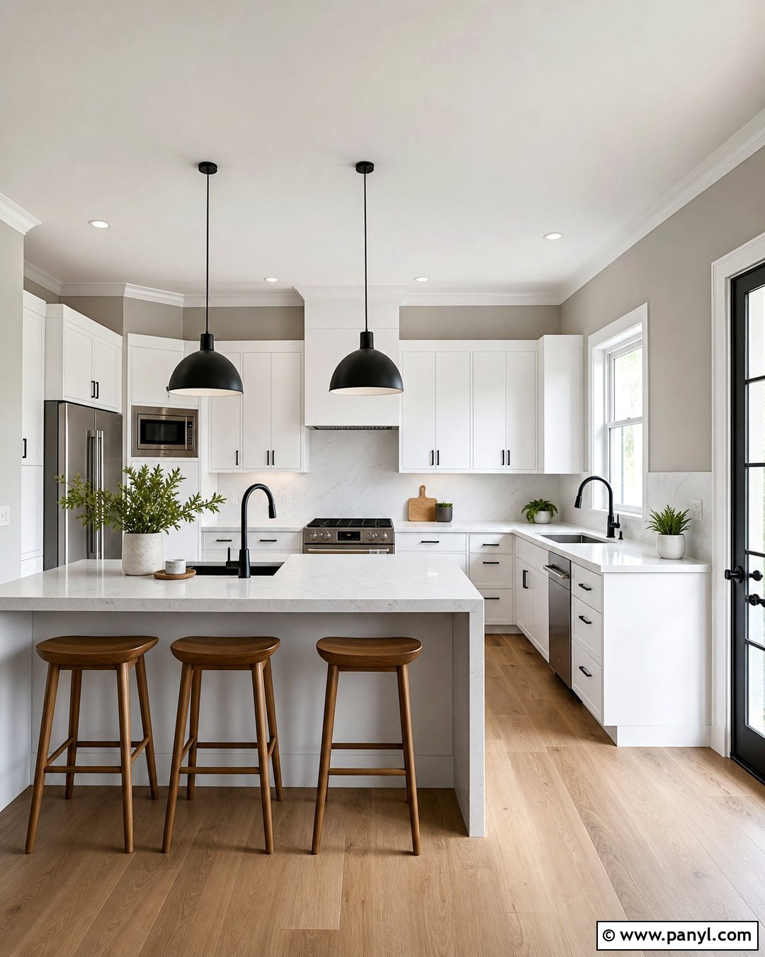 Repose Gray Kitchen With Black Accents - 20 repose gray with white trim ideas