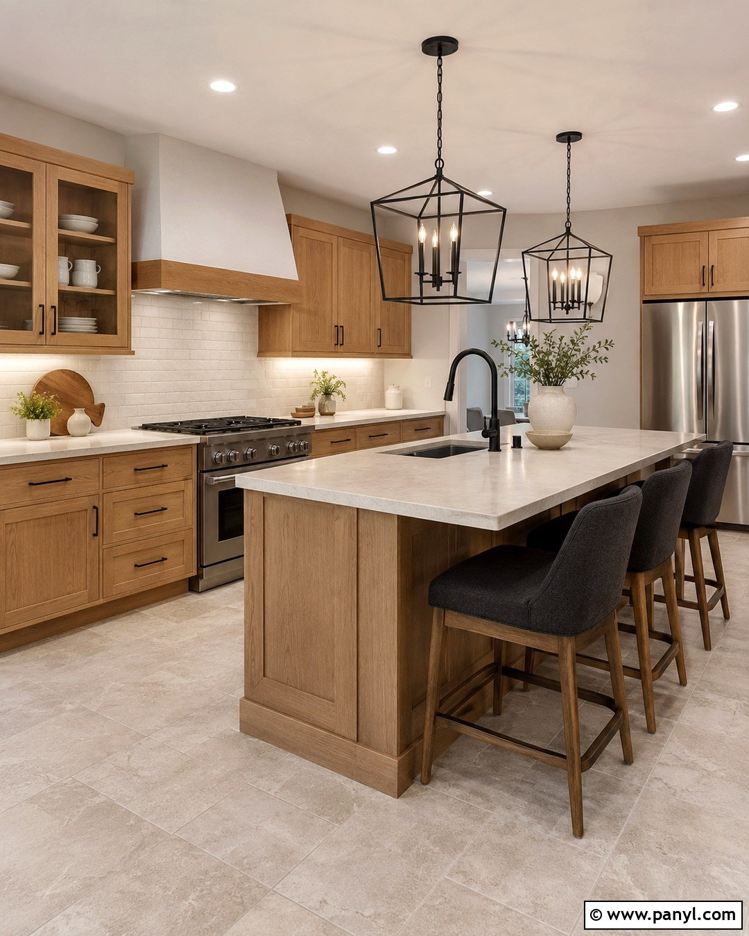 Repose Gray Kitchen With Oak Cabinets - 20 Repose Grey Walls