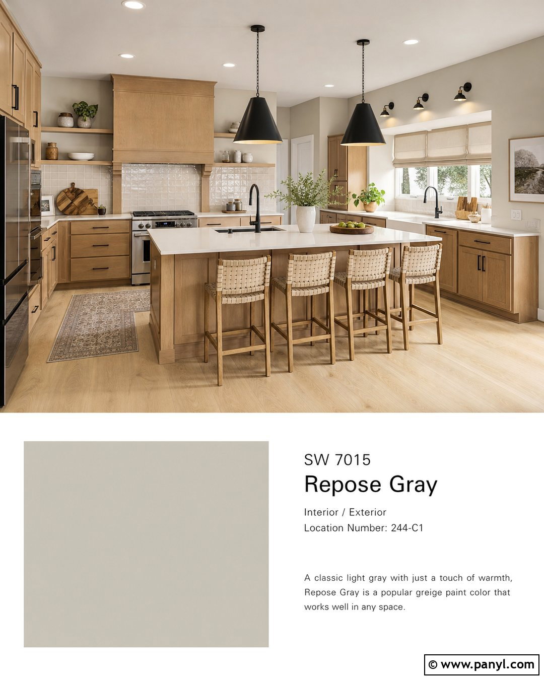 Repose Gray Kitchen With Wood Cabinets - 30 sw repose gray ideas