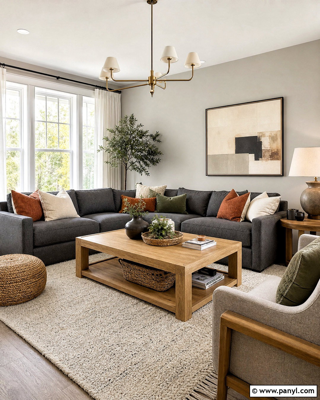 Repose Gray Living Room With A Gray Sectional - 20 repose gray living room ideas