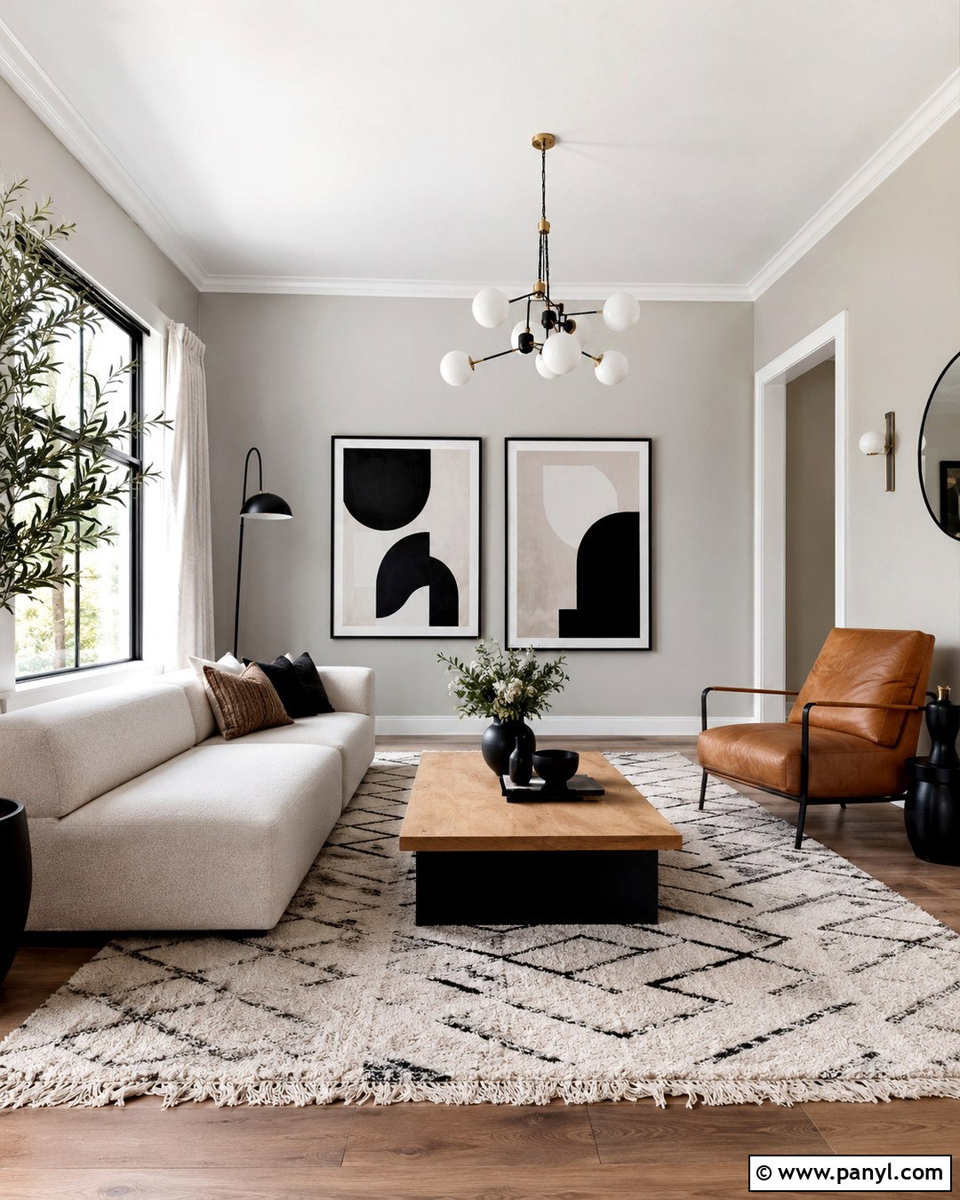 Repose Gray Living Room With Black Accents - 20 Repose Grey Walls