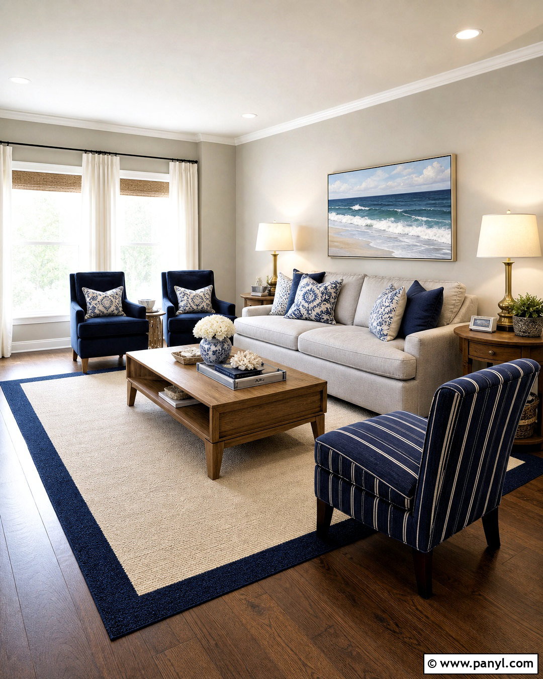 Repose Gray Living Room With Navy Blue Accents - 20 repose gray living room ideas
