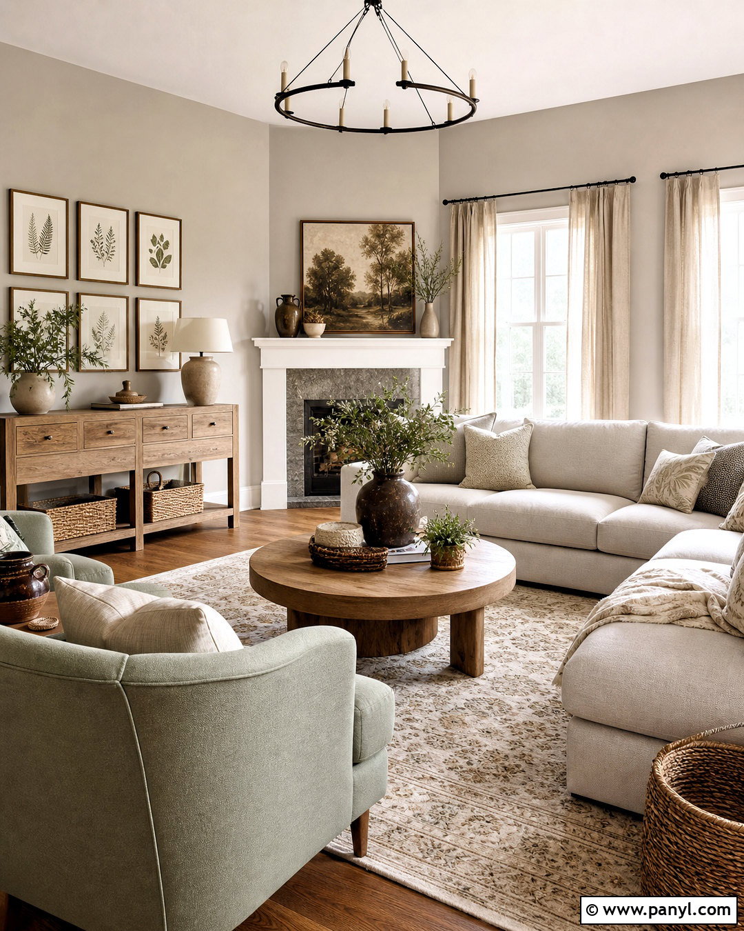 Repose Gray Living Room With Sage Green Accents - 20 repose gray living room ideas